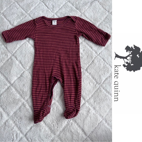 Kate Quinn | "Autumn Stripe" Skinny Rib Lapneck Footie | Size 3-6 Months - Picture 1 of 10